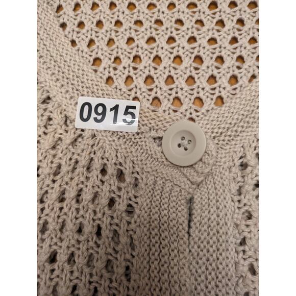 St Johns Bay Crochet Cardigan 3X Beige Babydoll Sweater Fisherman Short Sleeve - Picture 10 of 10